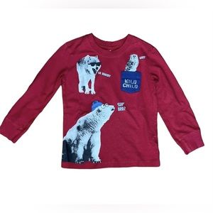OshKosh B’Gosh | Toddler Boys Red & Navy Wild Animal Attitude Long Sleeve Tee